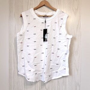 For Cynthia Rowley Linen Blend Top With Sunglasses Size L NWT